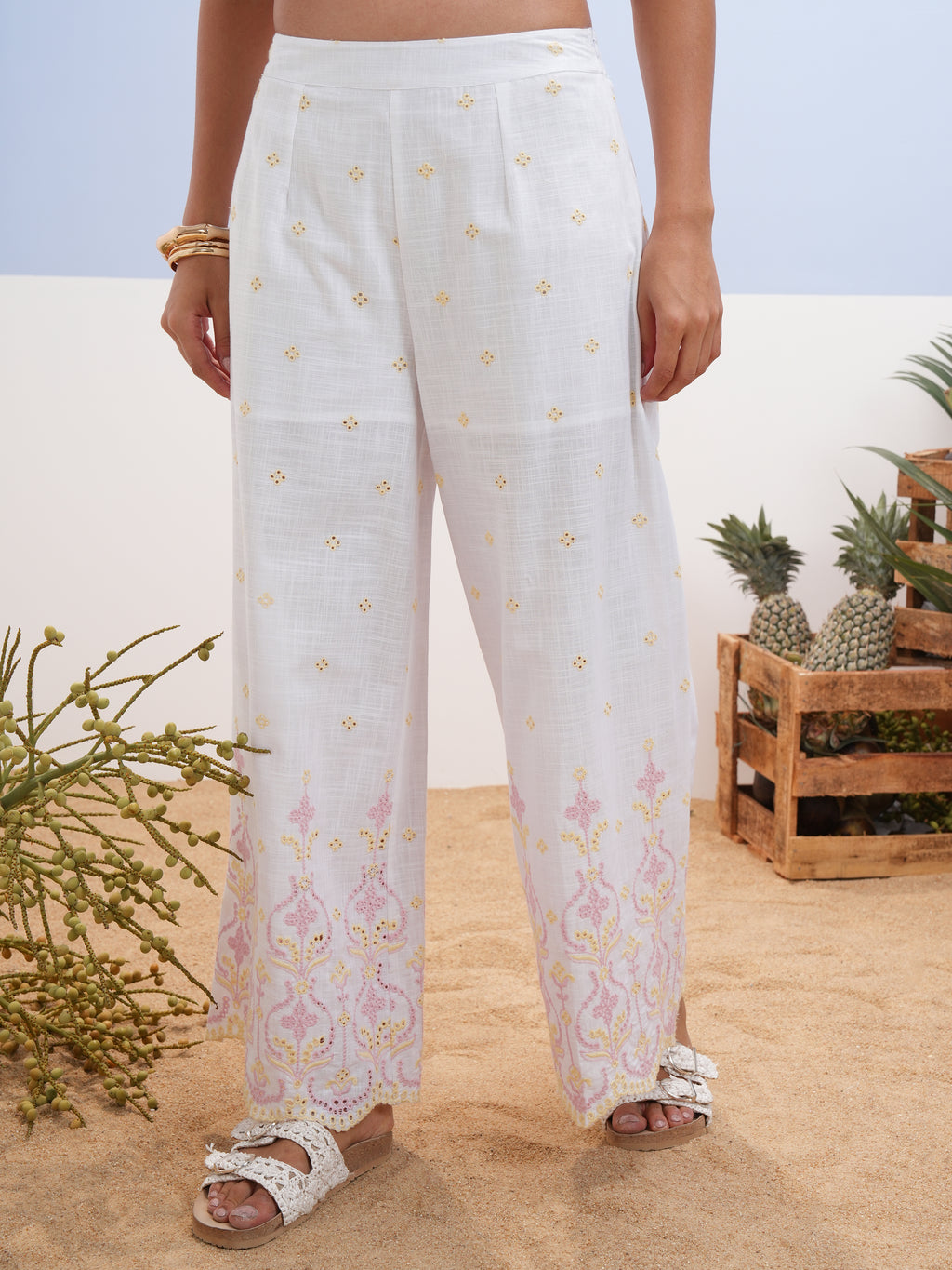 Vara By Vishudh Women White Shirt With Palazzos - White - Image 6