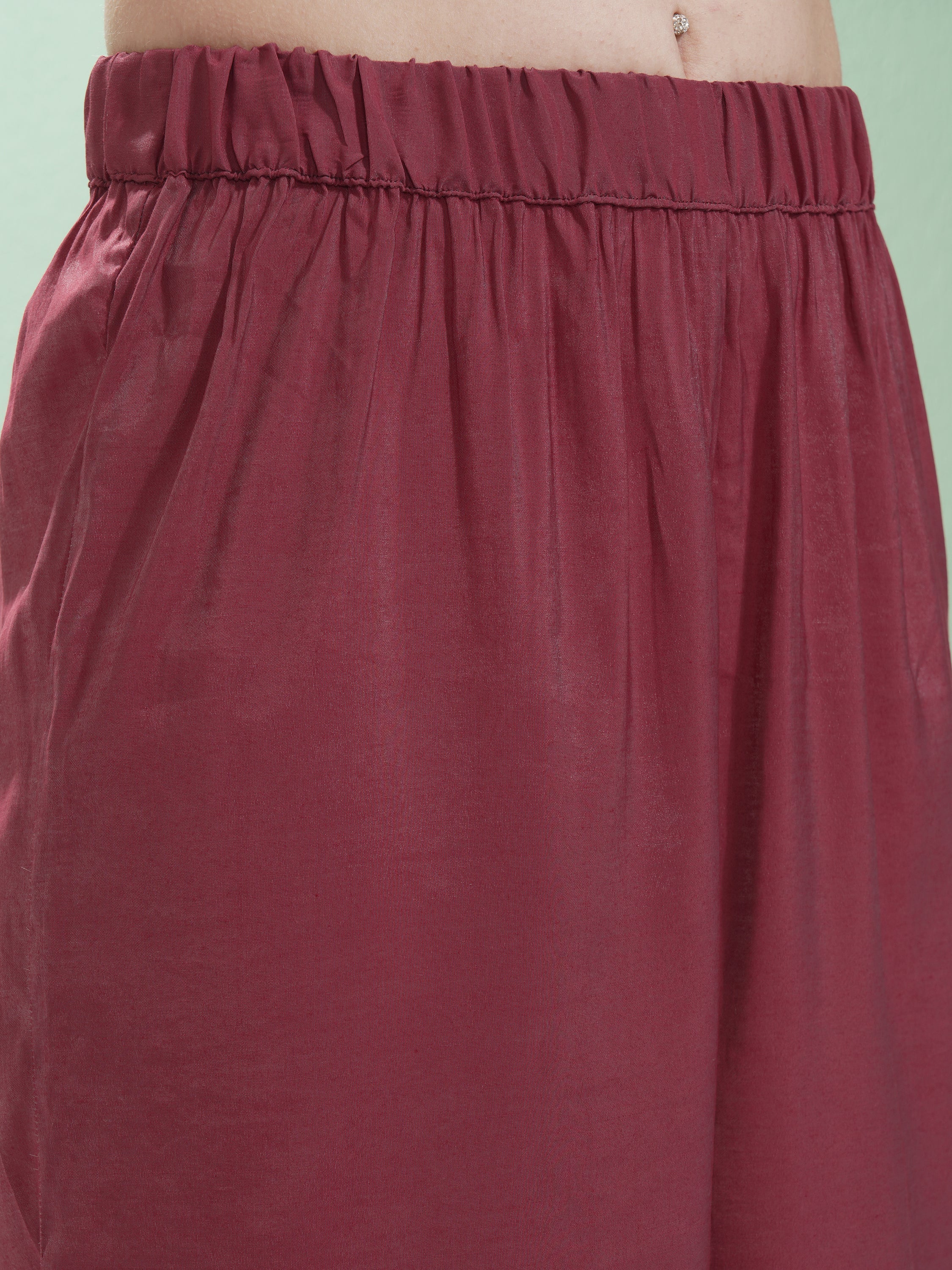 Vishudh Women Maroon Tunic With Palazzos - Maroon - Image 8