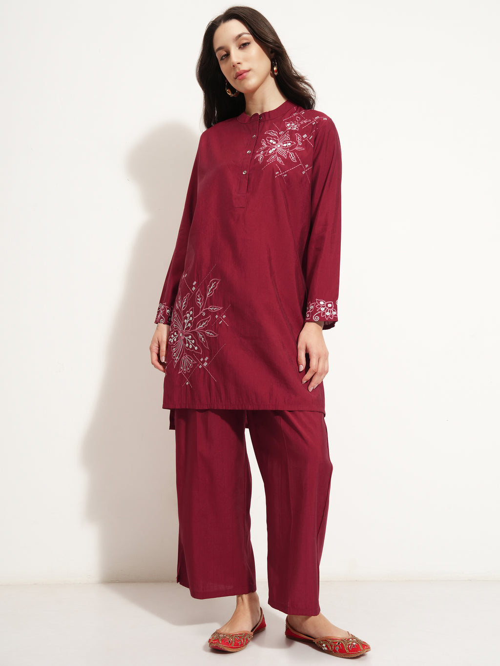 Vishudh Women Red Top With Trouser - Red - Image 2