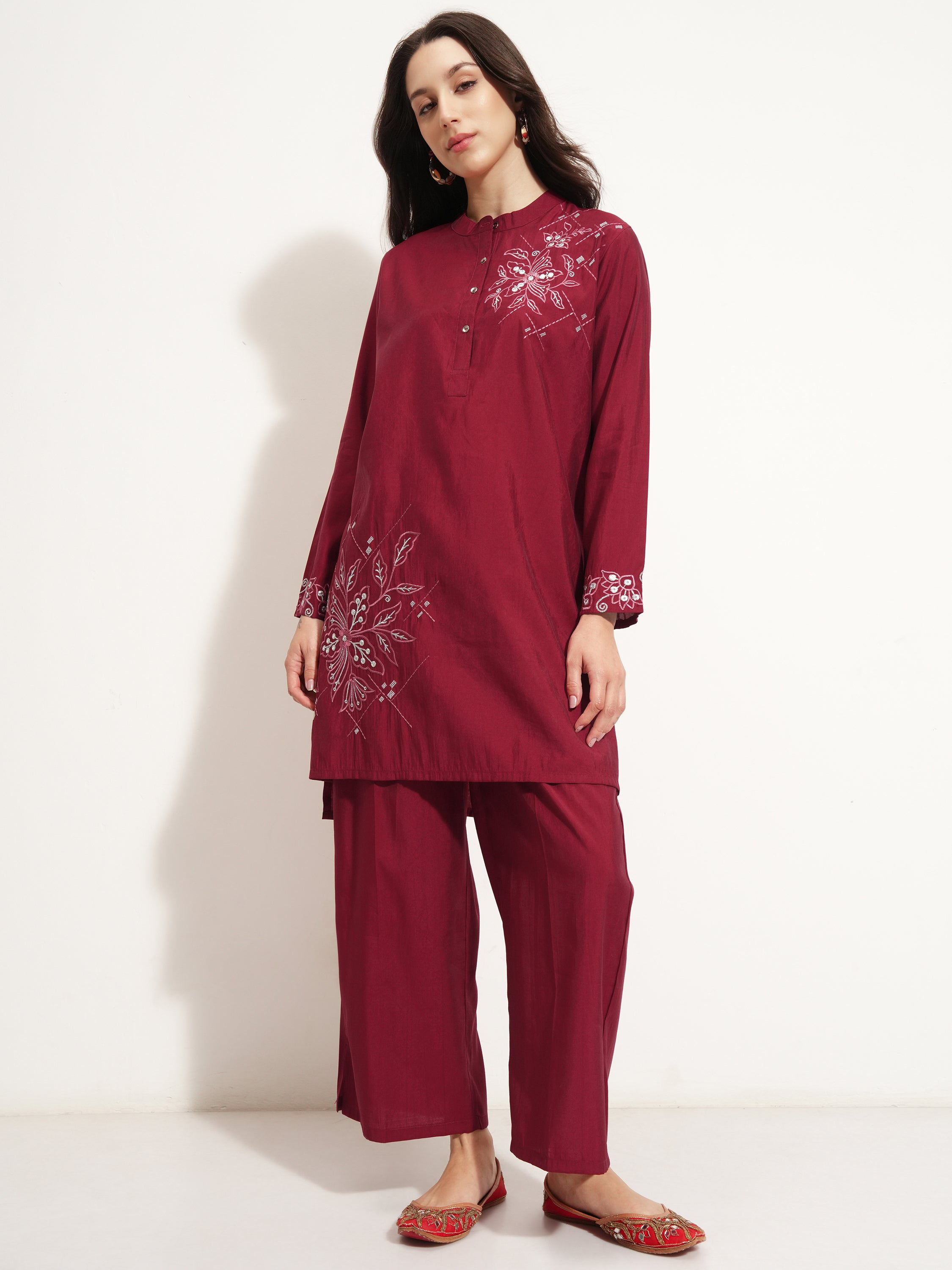 Vishudh Women Red Top With Trouser - Red - Image 2