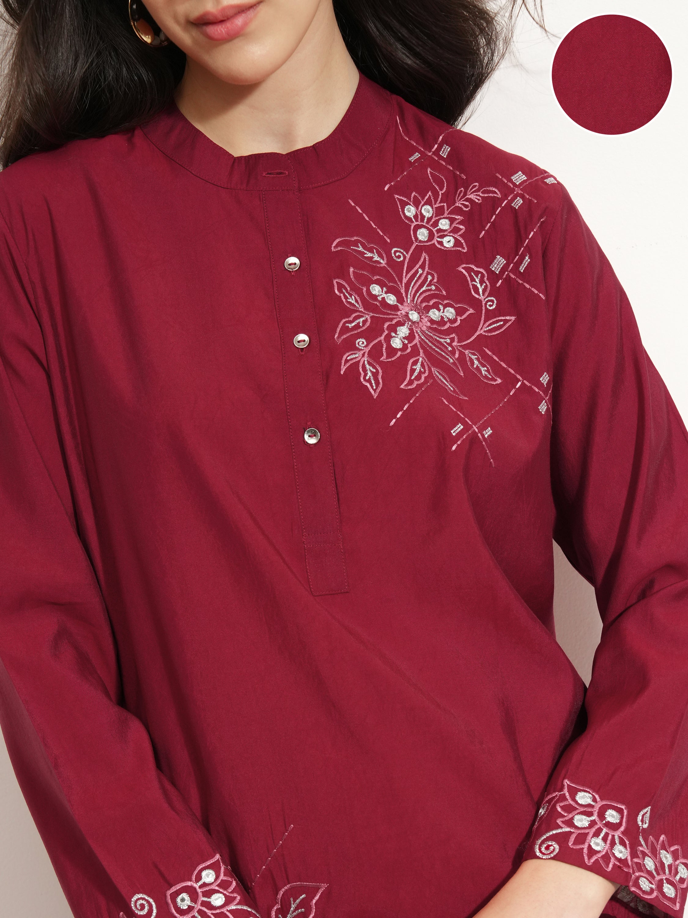 Vishudh Women Red Top With Trouser - Red - Image 5