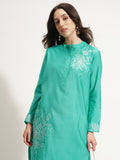 Vishudh Women Turquoise Top With Trouser - Turquoise - Image 1