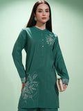 Vishudh Women Green Tunic With Palazzos - Green - Image 1