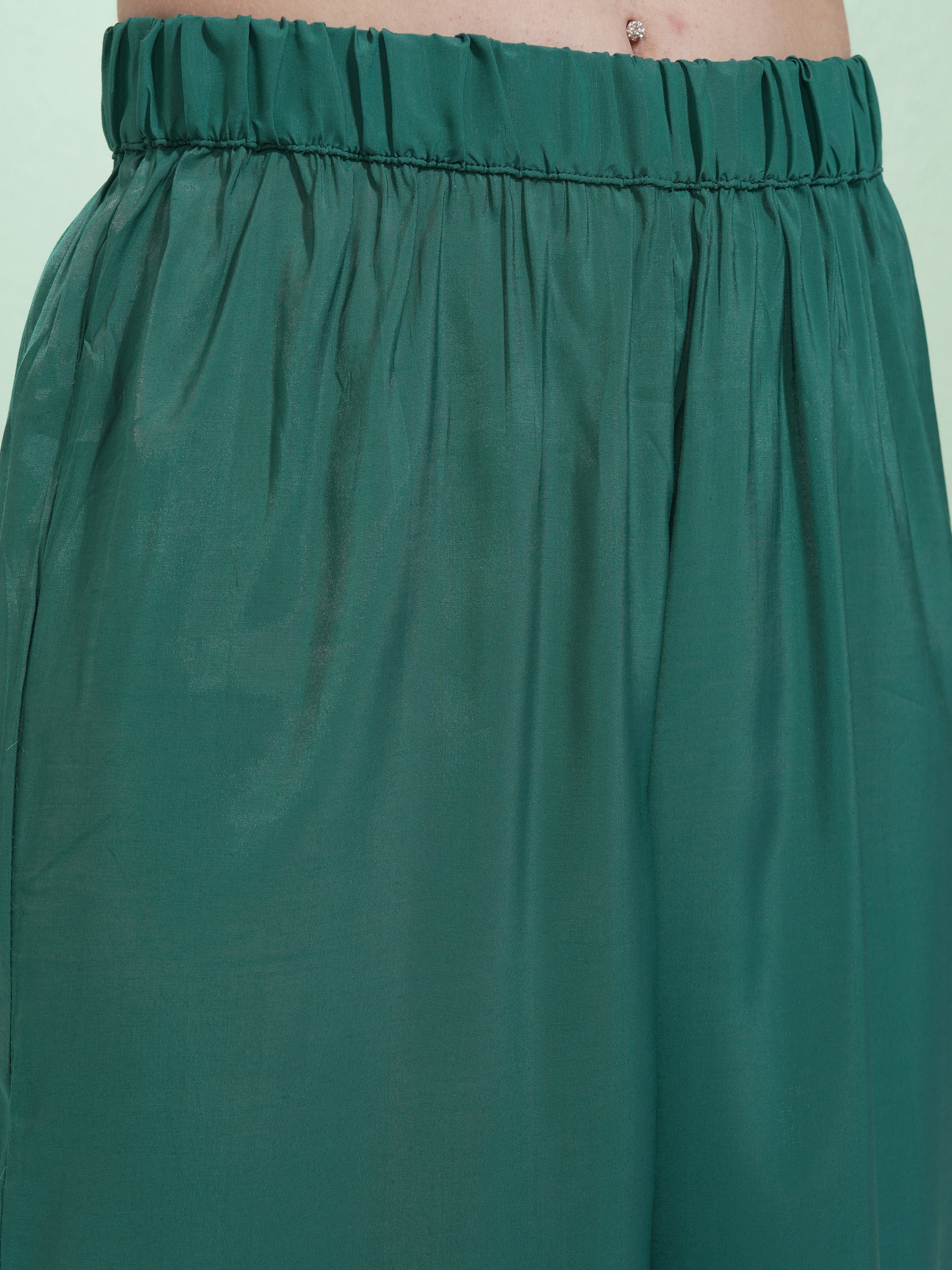 Vishudh Women Green Tunic With Palazzos - Green - Image 8
