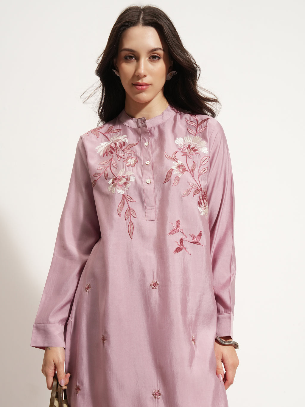 Vishudh Women Rose Tunic With Trouser - Rose - Image 1