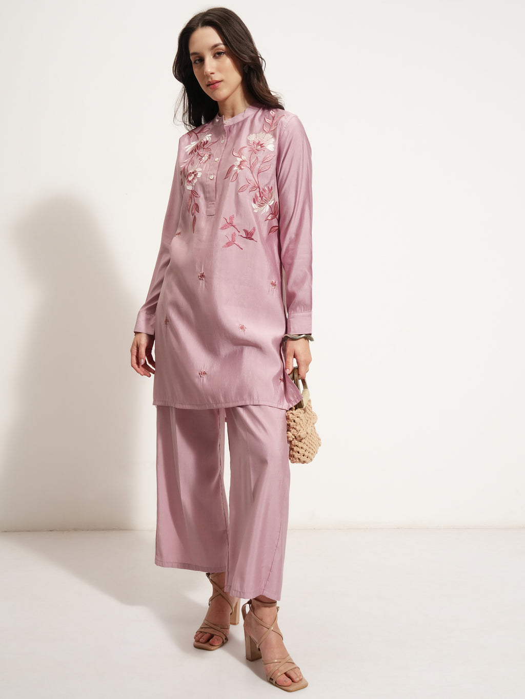 Vishudh Women Rose Tunic With Trouser - Rose - Image 4