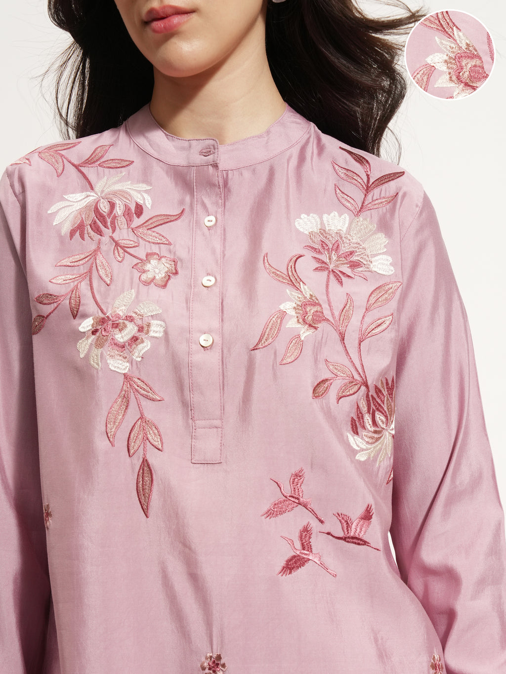 Vishudh Women Rose Tunic With Trouser - Rose - Image 5