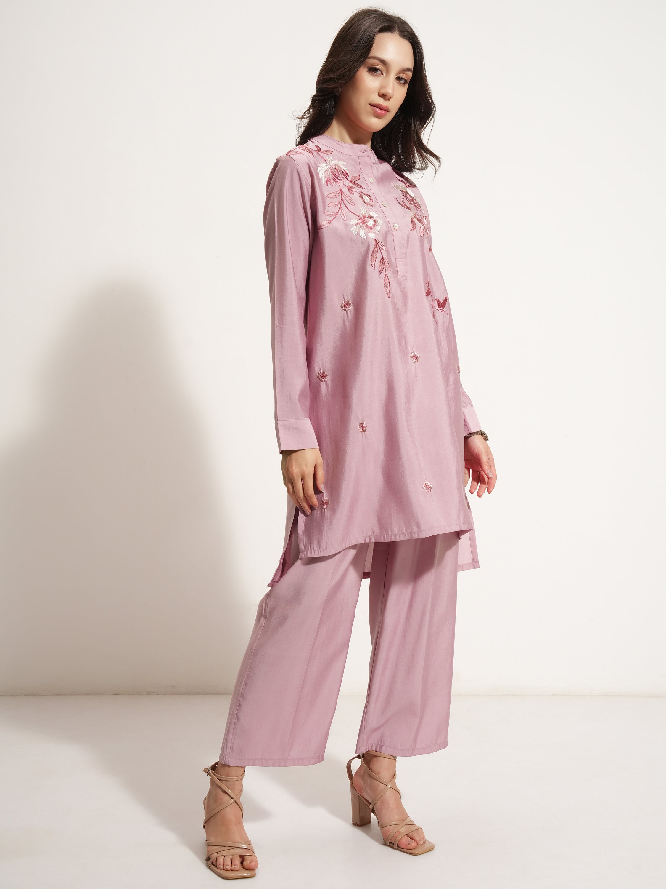 Vishudh Women Rose Tunic With Trouser - Rose - Image 6
