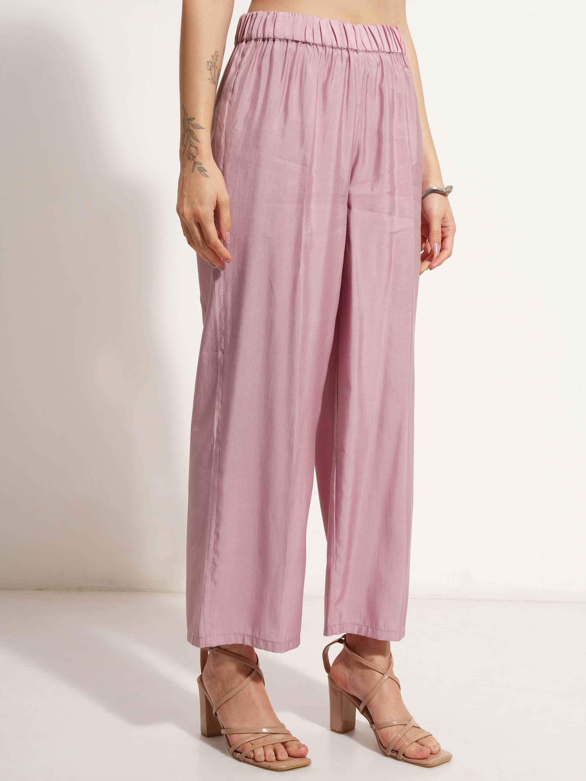 Vishudh Women Rose Tunic With Trouser - Rose - Image 8