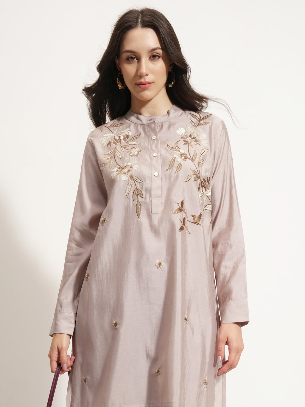 Vishudh Women Beige Tunic With Trouser - Beige - Image 1