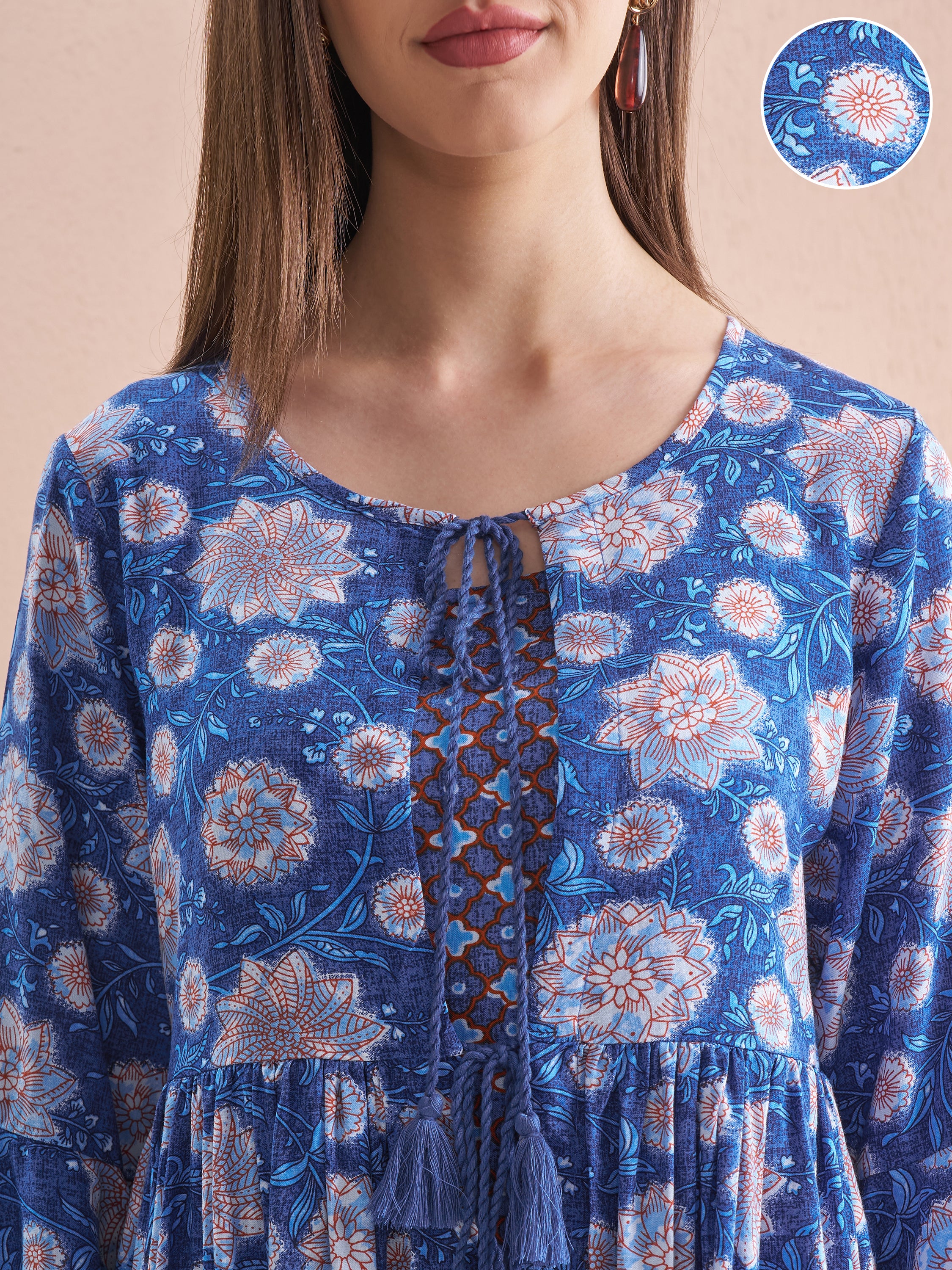 Vishudh Women Navy Blue Top With Palazzos - Navy Blue - Image 5