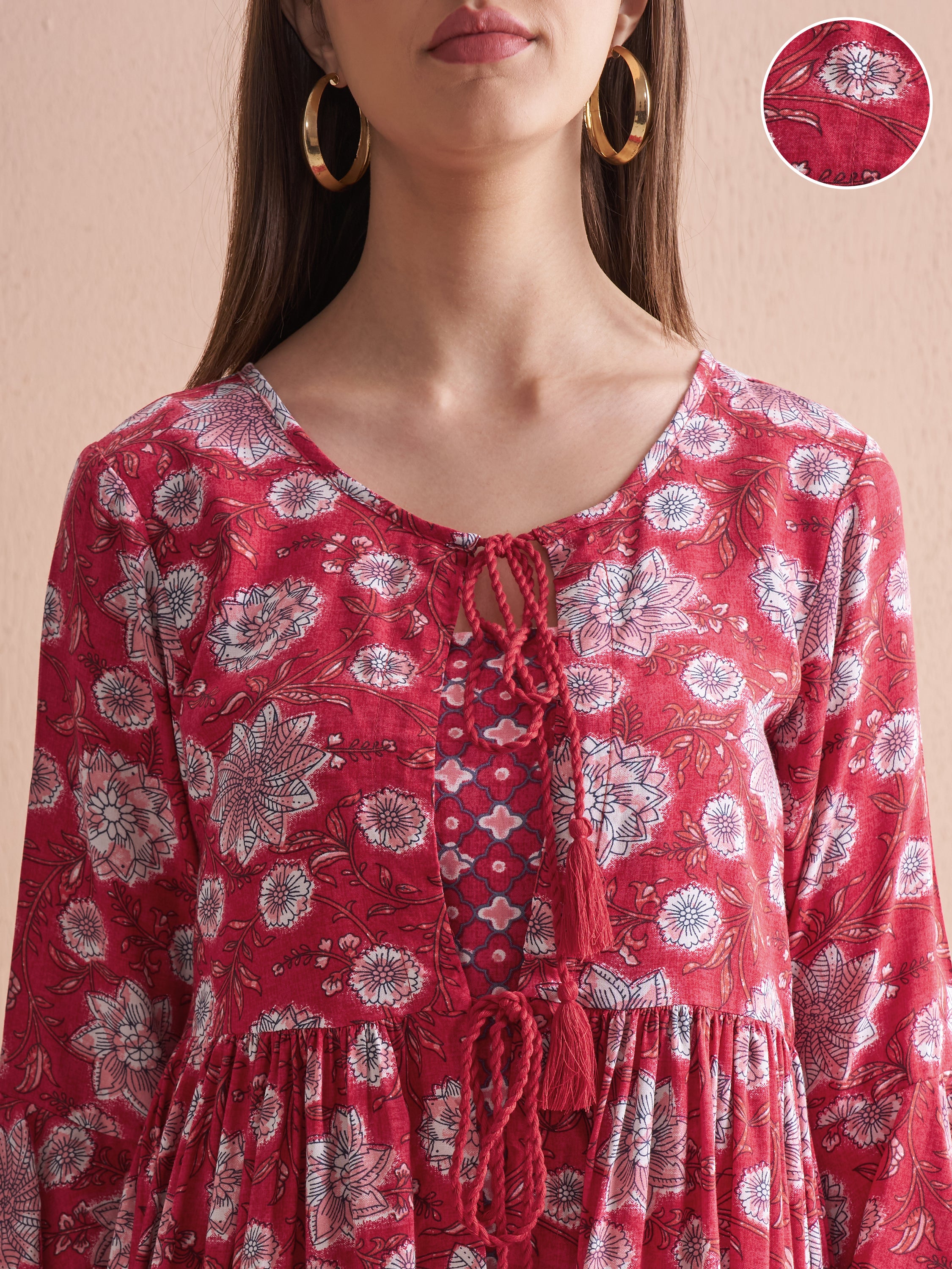 Vishudh Women Maroon Top With Palazzos - Maroon - Image 5