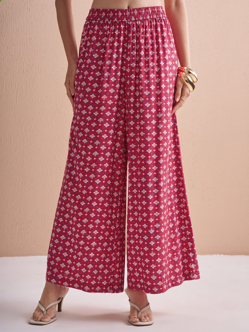 Vishudh Women Maroon Top With Palazzos - Maroon - Image 7