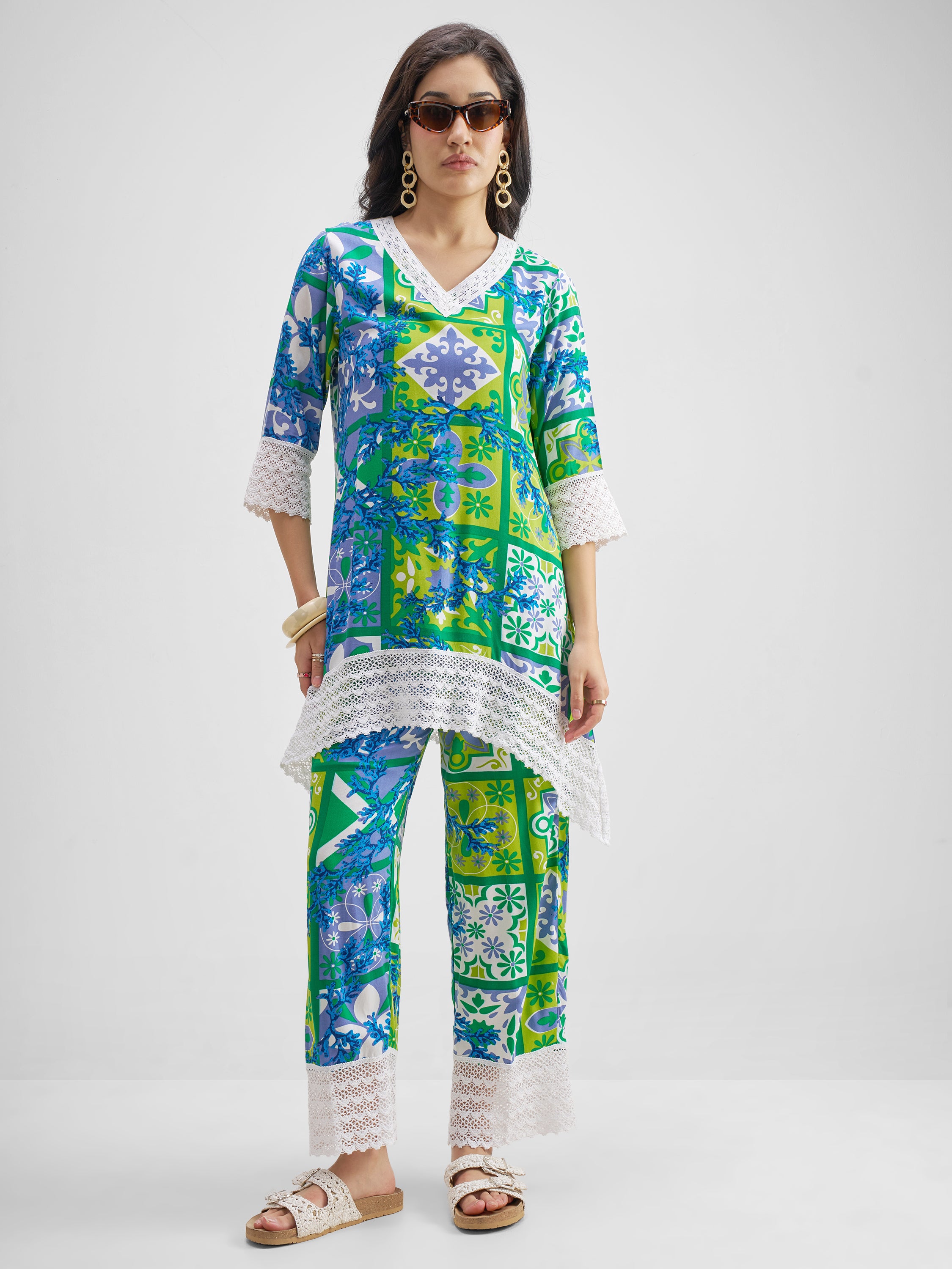 Vishudh Women Multi Top With Trouser Co-Ords - Multi - Image 1