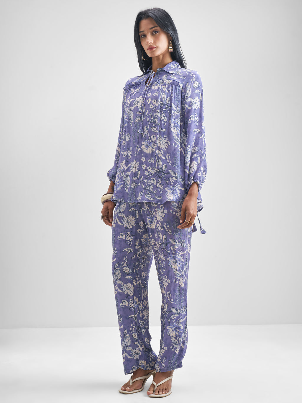 Vishudh Women Purple Top With Trouser Co-Ords - Purple - Image 2