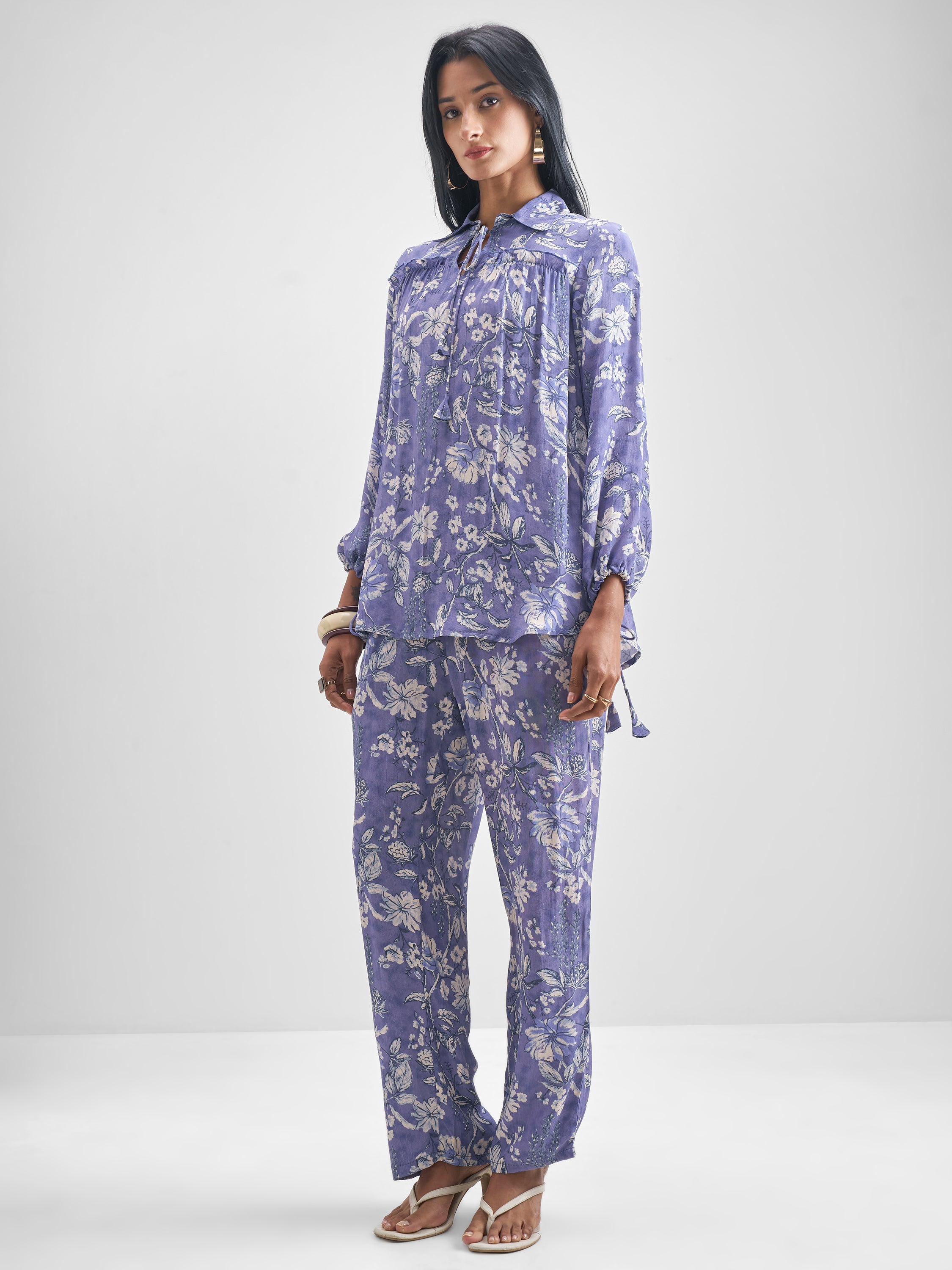 Vishudh Women Purple Top With Trouser Co-Ords - Purple - Image 2