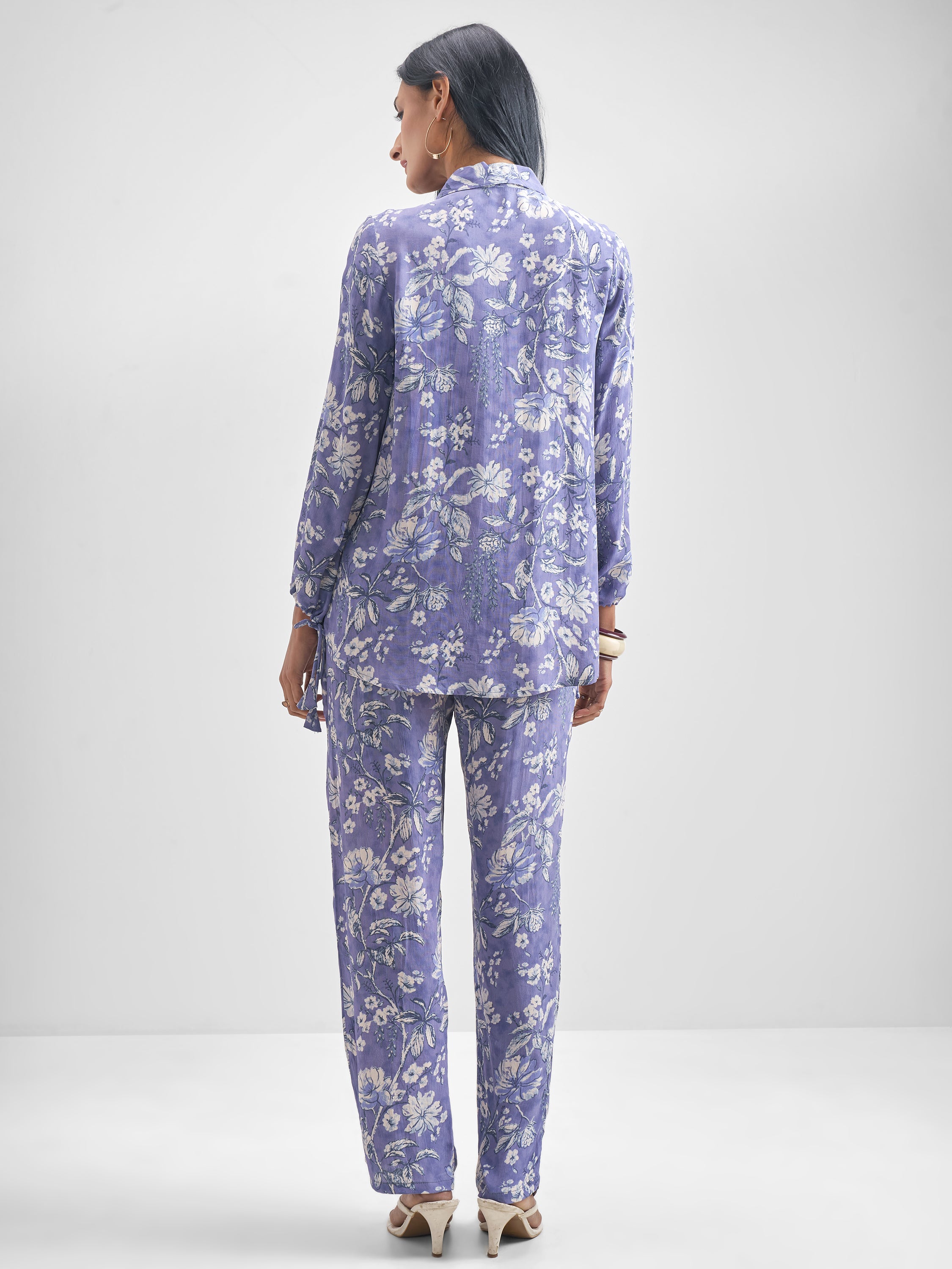 Vishudh Women Purple Top With Trouser Co-Ords - Purple - Image 3