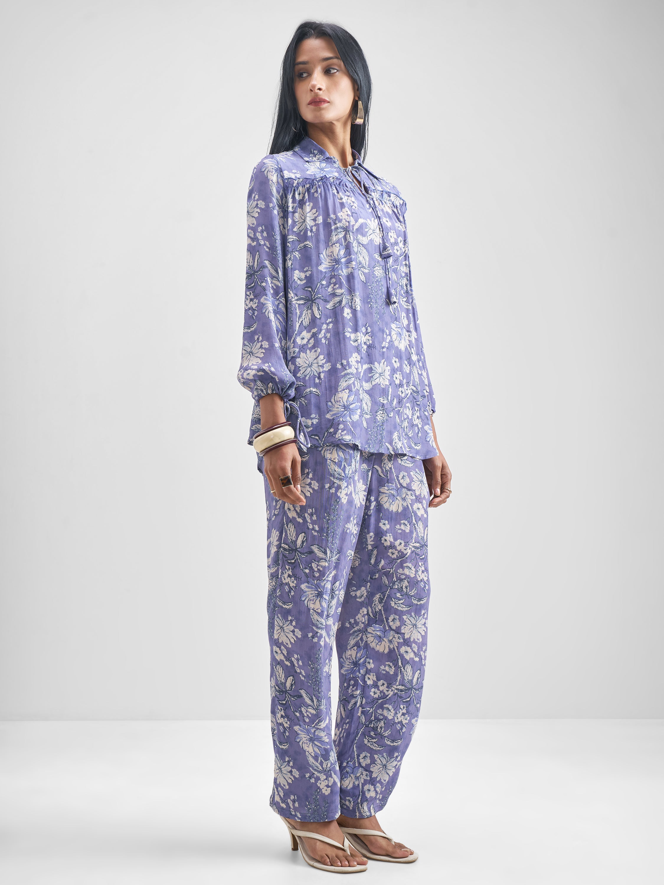 Vishudh Women Purple Top With Trouser Co-Ords - Purple - Image 4