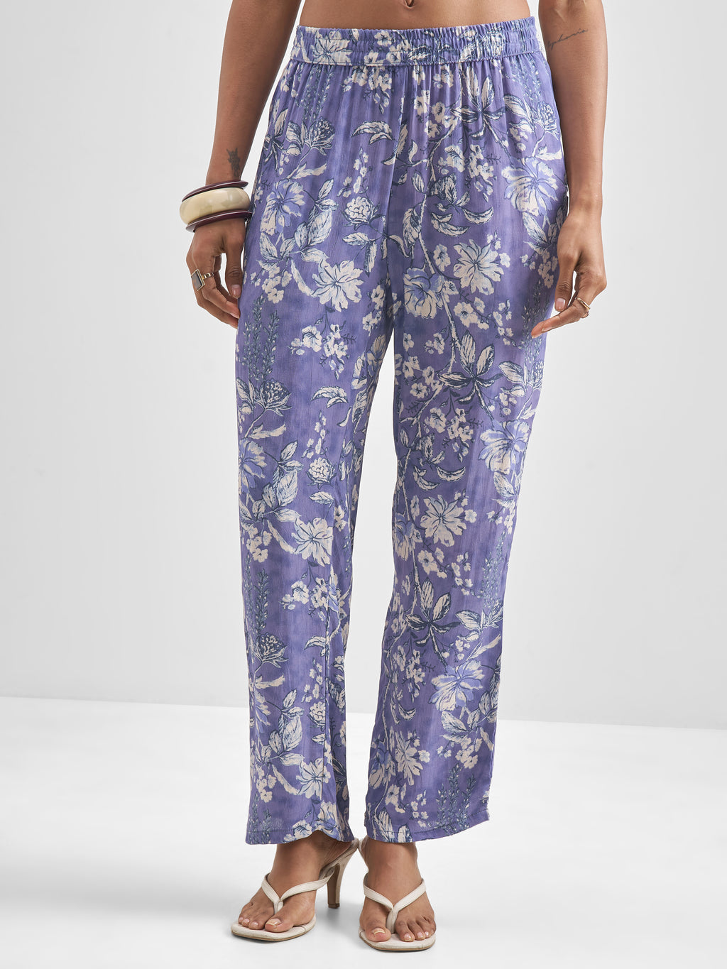 Vishudh Women Purple Top With Trouser Co-Ords - Purple - Image 6