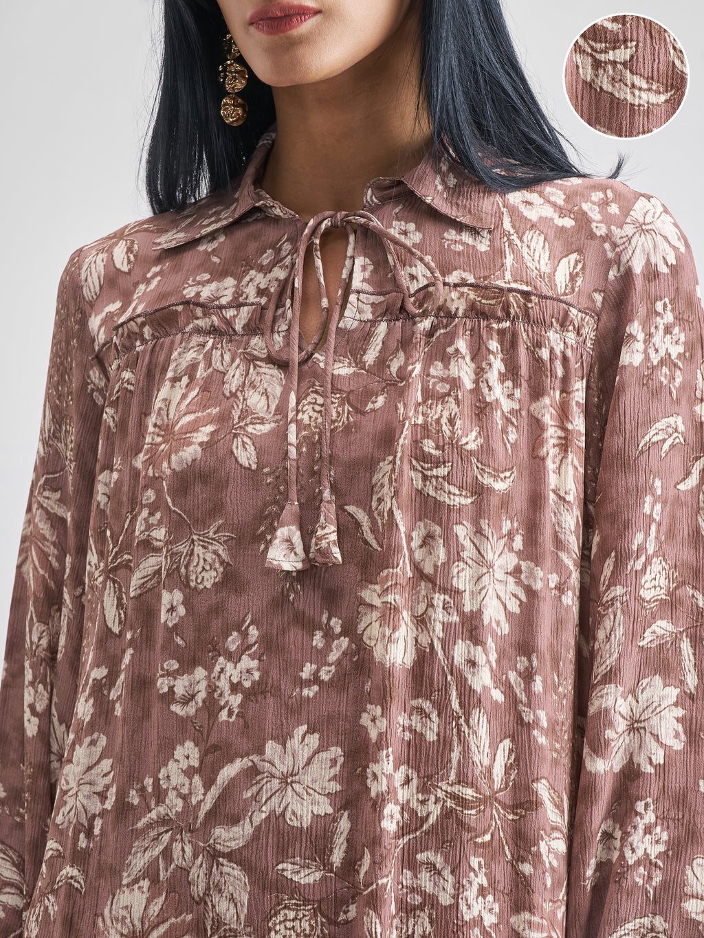 Vishudh Women Tan Top With Trouser Co-Ords - Tan - Image 5
