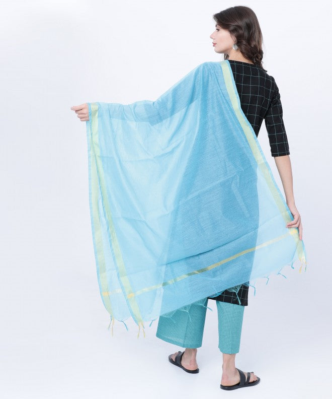 Vishudh Solid Dupatta - Blue - Image 6