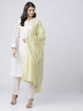 Vishudh Womens Pista Solid Cotton Dupatta - Green - Image 1