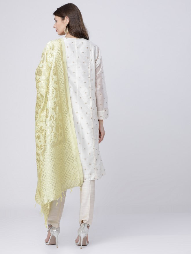 Vishudh Womens Pista Solid Cotton Dupatta - Green - Image 3