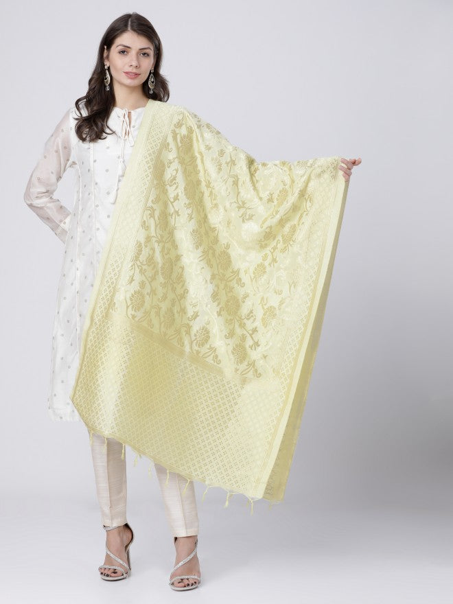 Vishudh Womens Pista Solid Cotton Dupatta - Green - Image 5