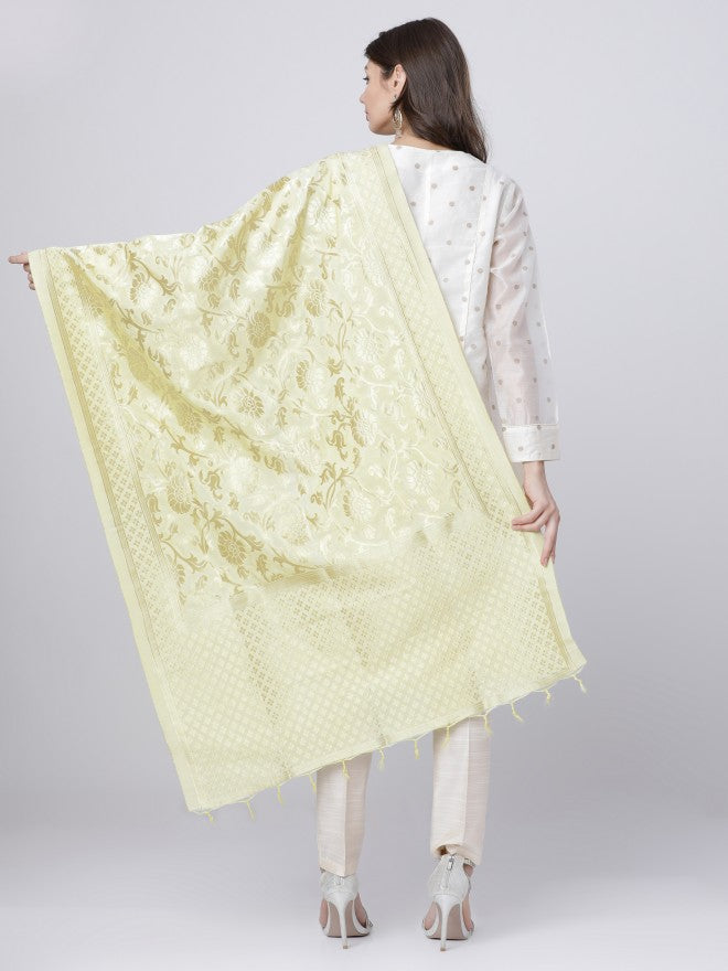 Vishudh Womens Pista Solid Cotton Dupatta - Green - Image 6