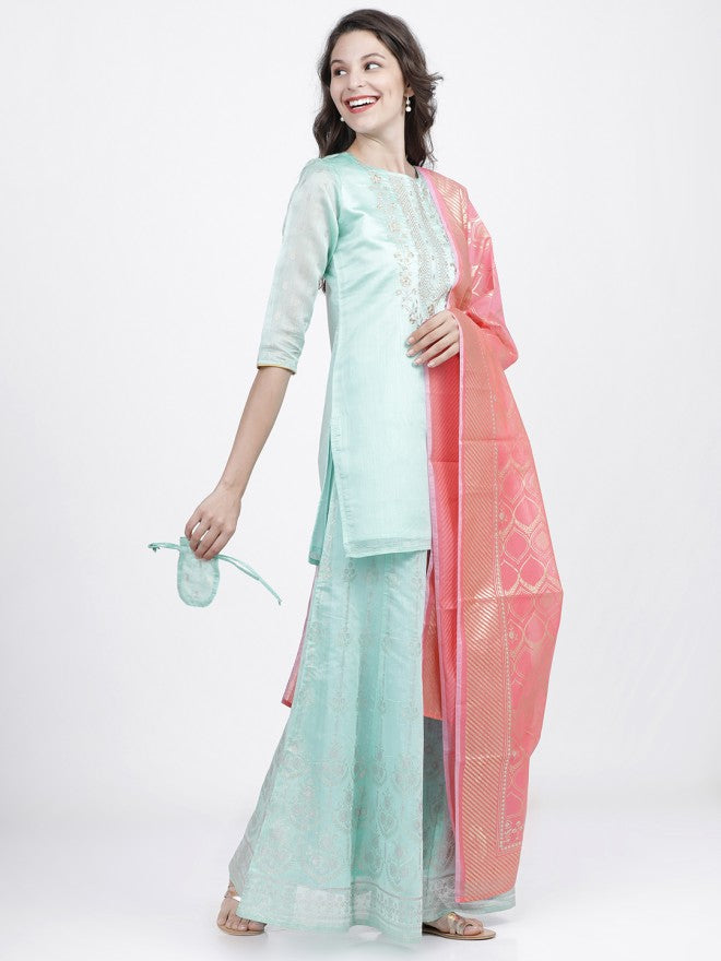 Vishudh Women Pink Printed Dupatta - Pink - Image 1