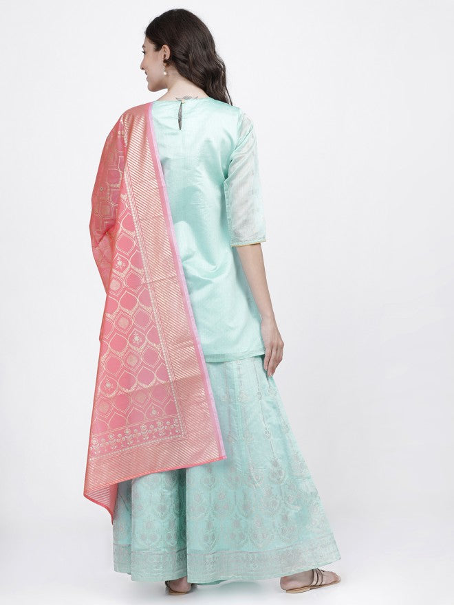 Vishudh Women Pink Printed Dupatta - Pink - Image 2
