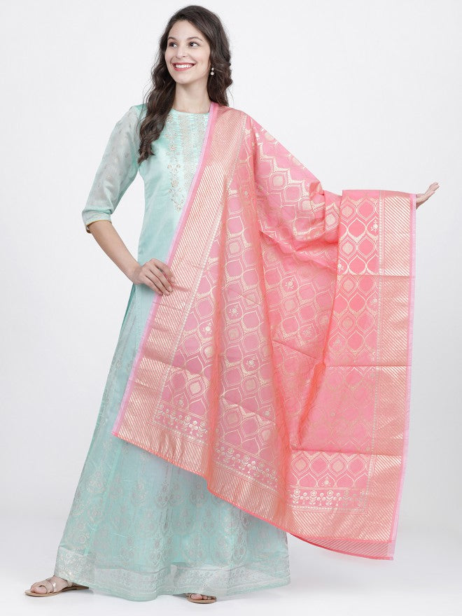 Vishudh Women Pink Printed Dupatta - Pink - Image 4