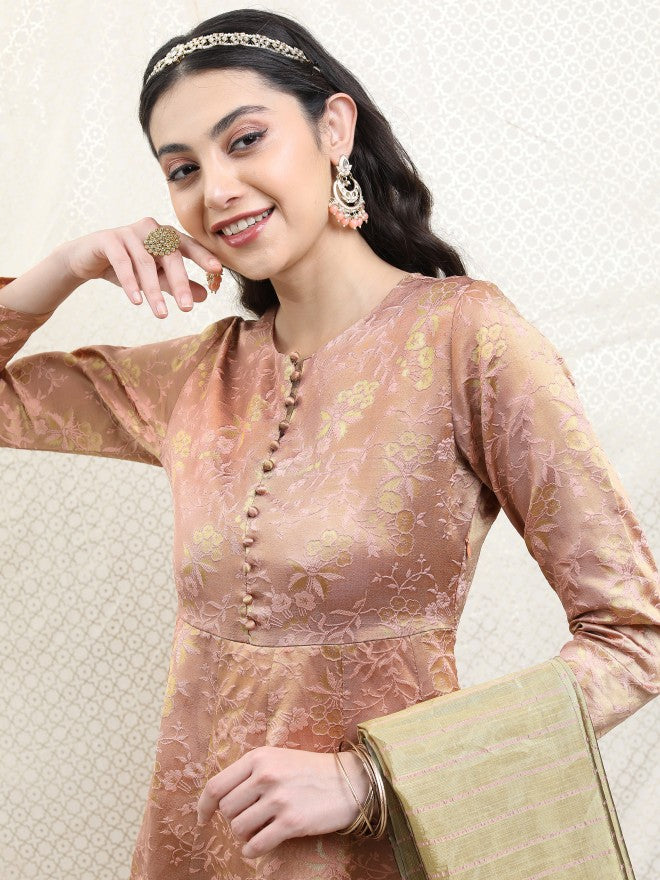 Vishudh Women Pink Self Design A-Line Dress - Pink - Image 2