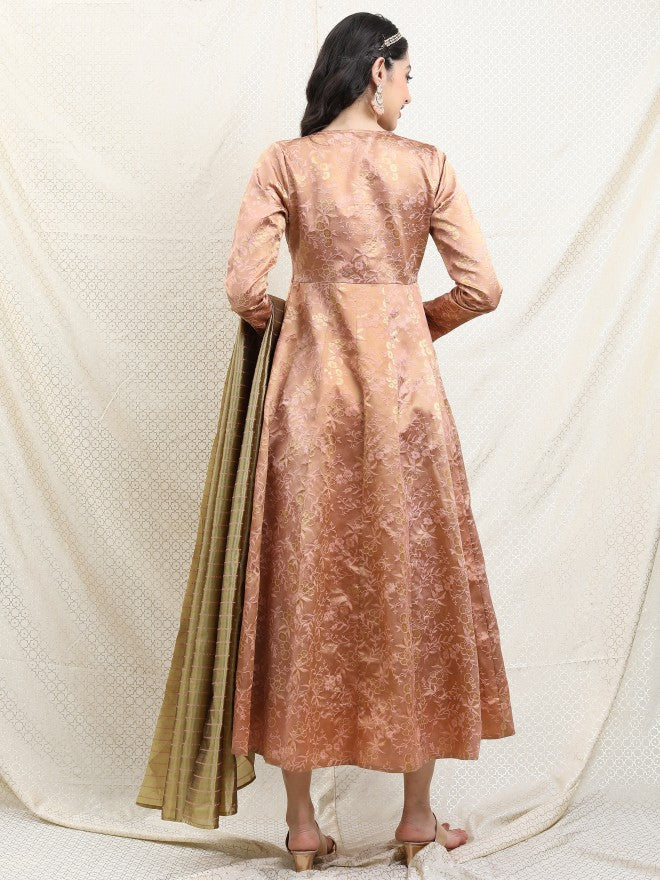 Vishudh Women Pink Self Design A-Line Dress - Pink - Image 3