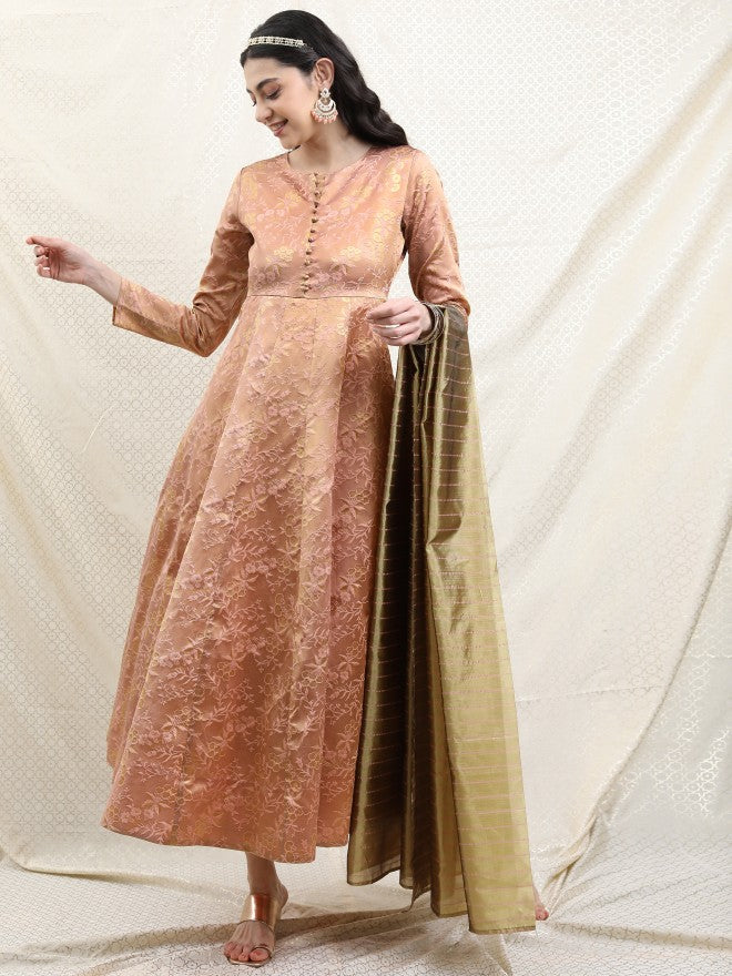 Vishudh Women Pink Self Design A-Line Dress - Pink - Image 4