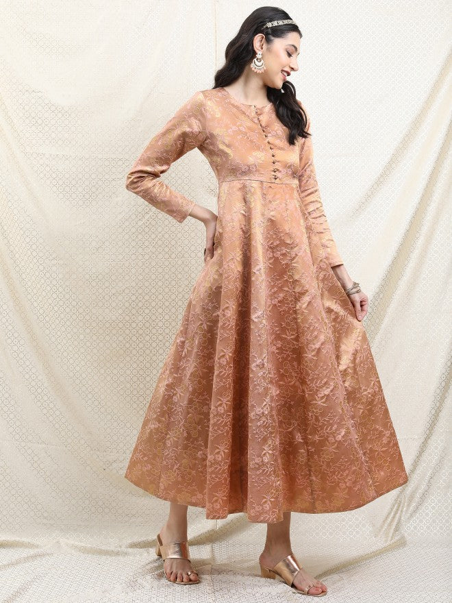 Vishudh Women Pink Self Design A-Line Dress - Pink - Image 6