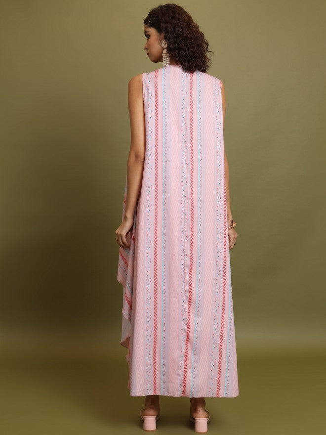 Vishudh Women Pink Embroidered A-Line Dress - Pink - Image 3