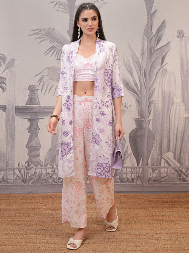 Vishudh Women Lavender Printed Shirt Dress - Lavender - Image 2