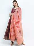 Vishudh women Maroon Printed Maxi Dress - Maroon - Image 1