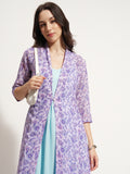Vishudh Women Blue Printed Maxi Dress - Blue - Image 1