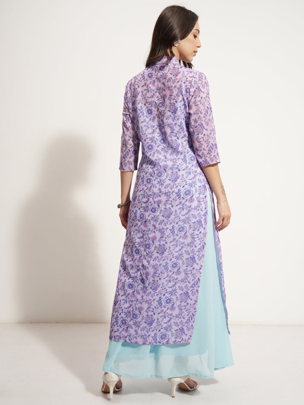 Vishudh Women Blue Printed Maxi Dress - Blue - Image 3