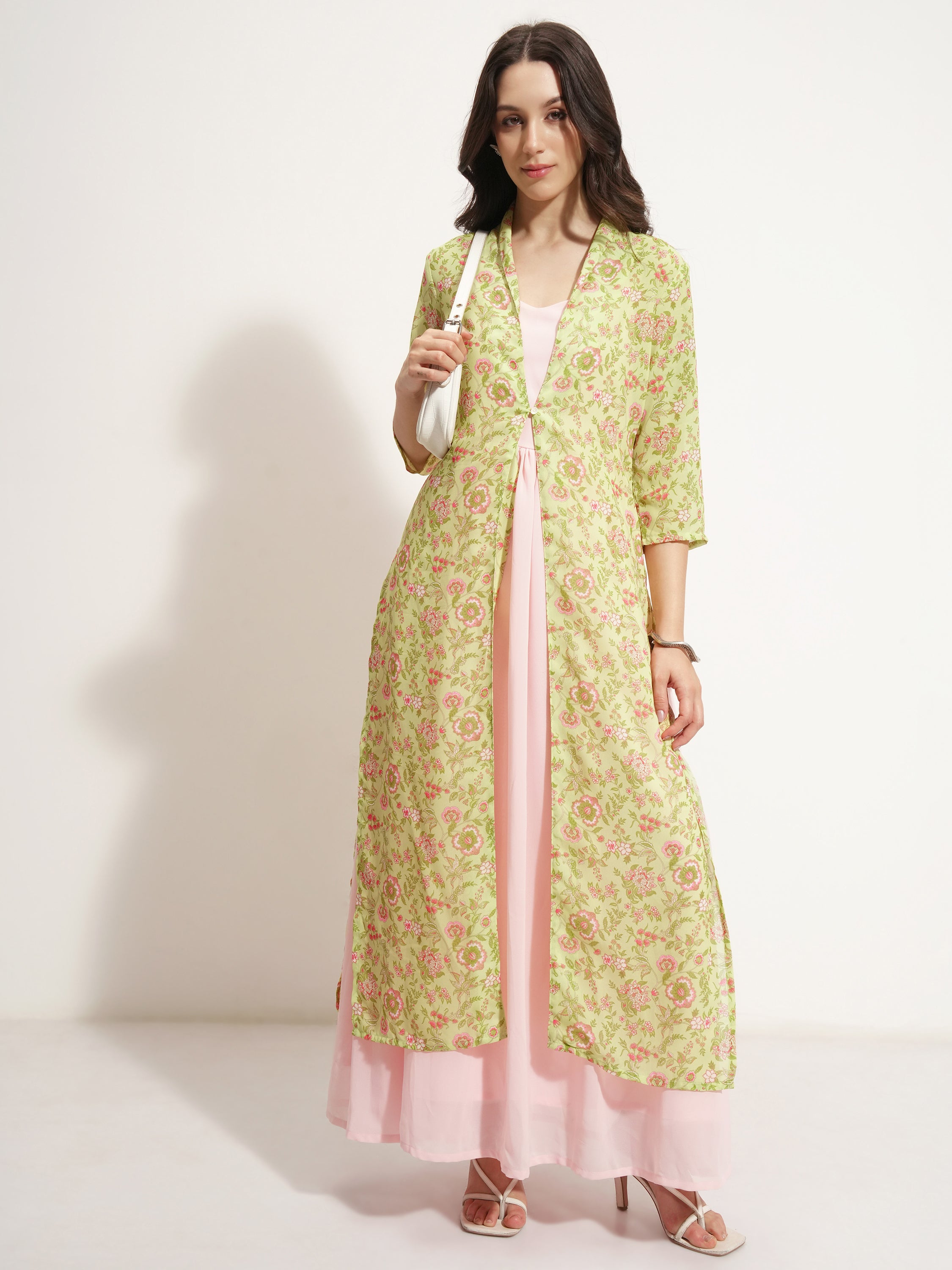 Vishudh Women Pink Printed Maxi Dress - Pink - Image 2