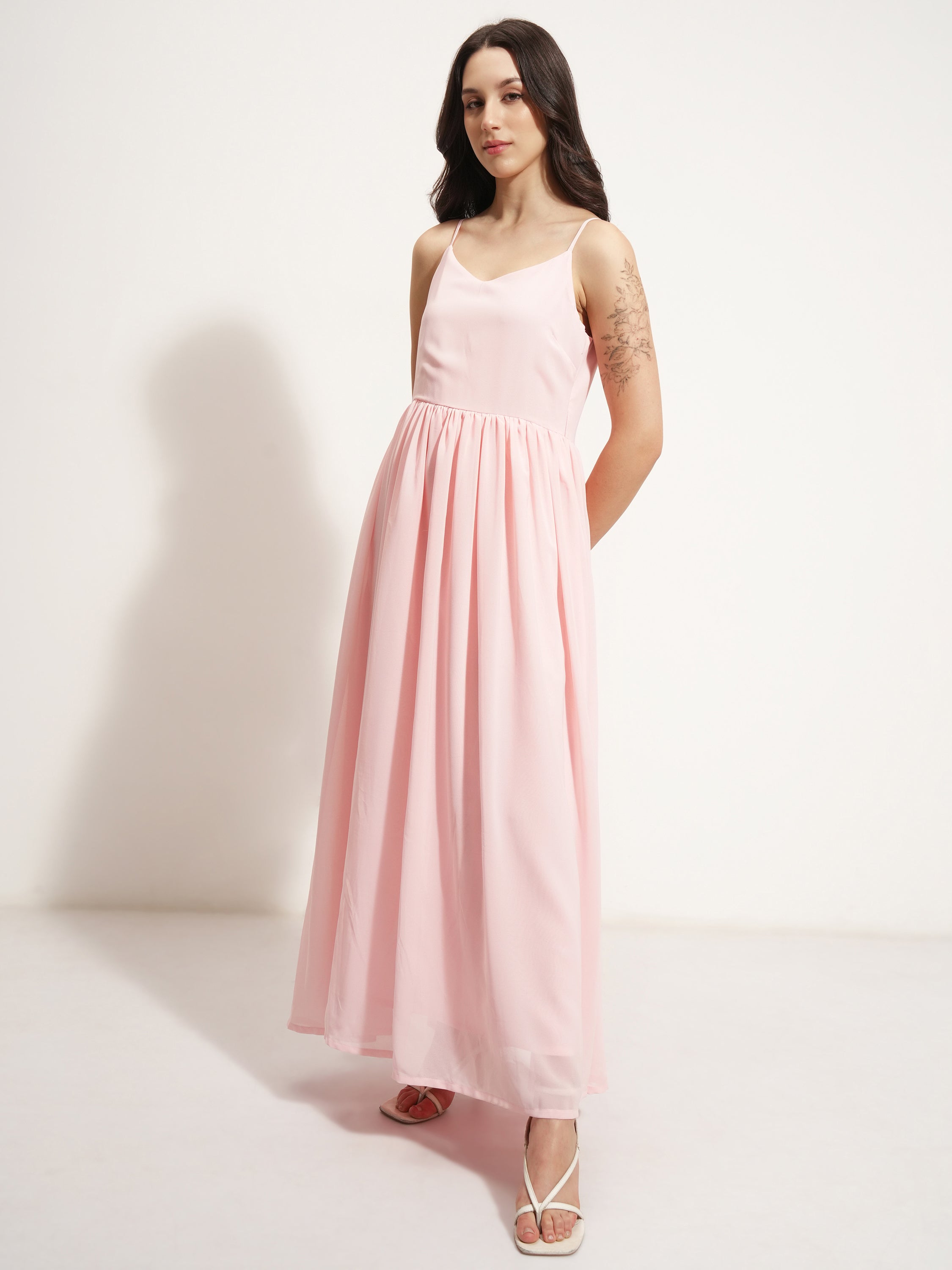 Vishudh Women Pink Printed Maxi Dress - Pink - Image 4