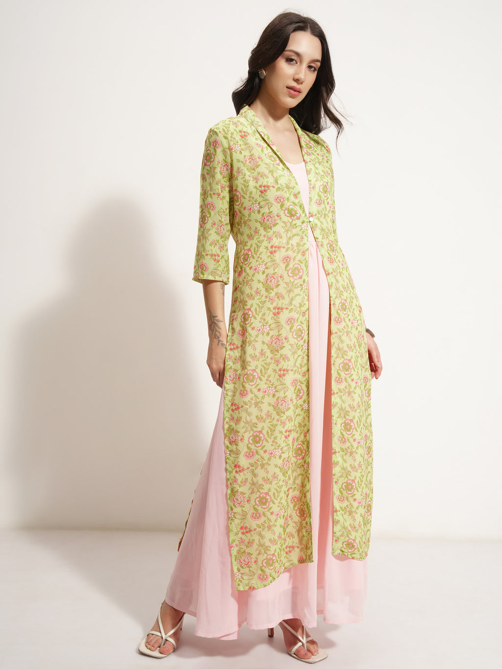 Vishudh Women Pink Printed Maxi Dress - Pink - Image 6