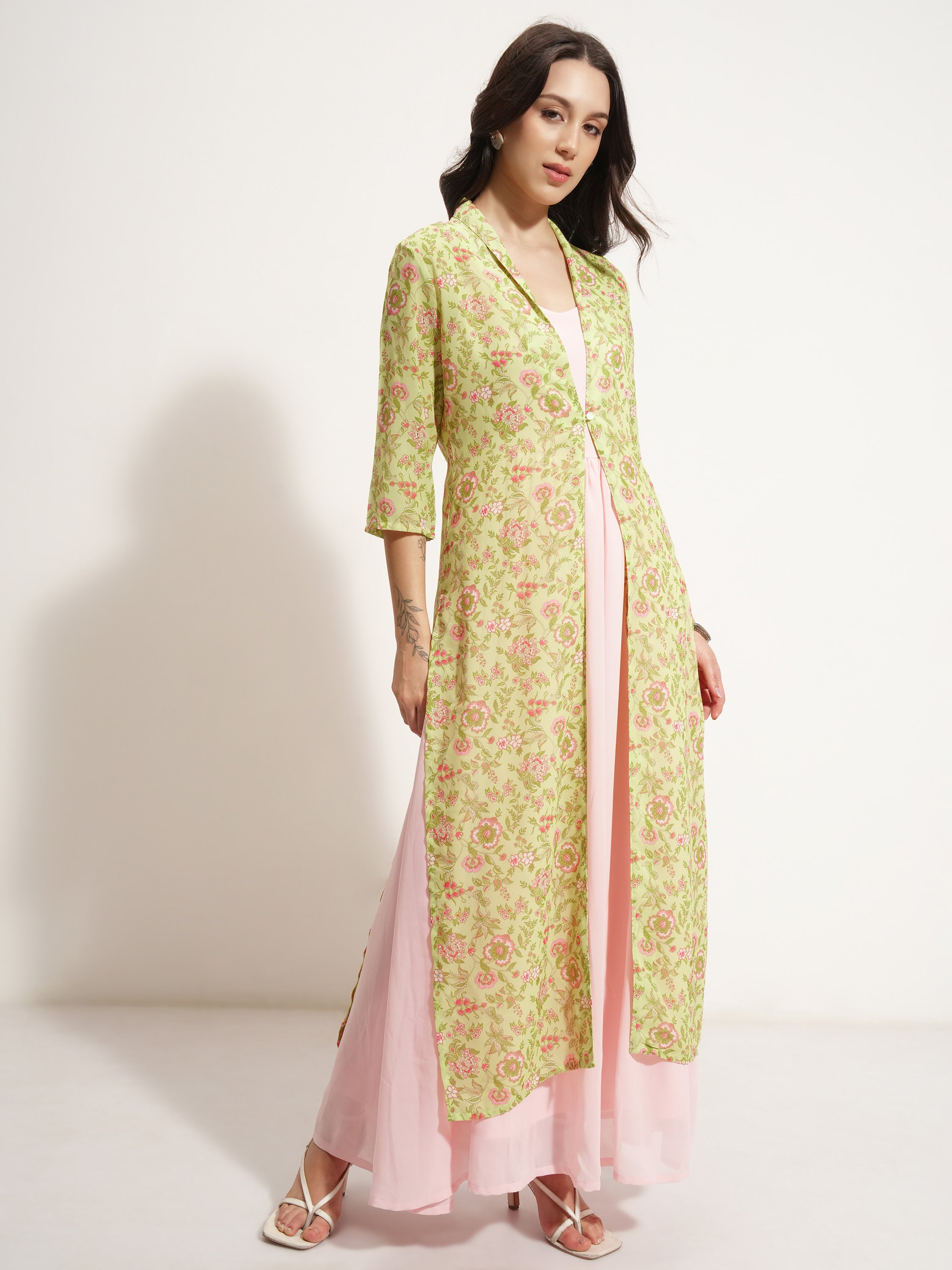 Vishudh Women Pink Printed Maxi Dress - Pink - Image 6