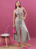 Vishudh Women Grey Embroidered Jumpsuit - Grey - Image 1