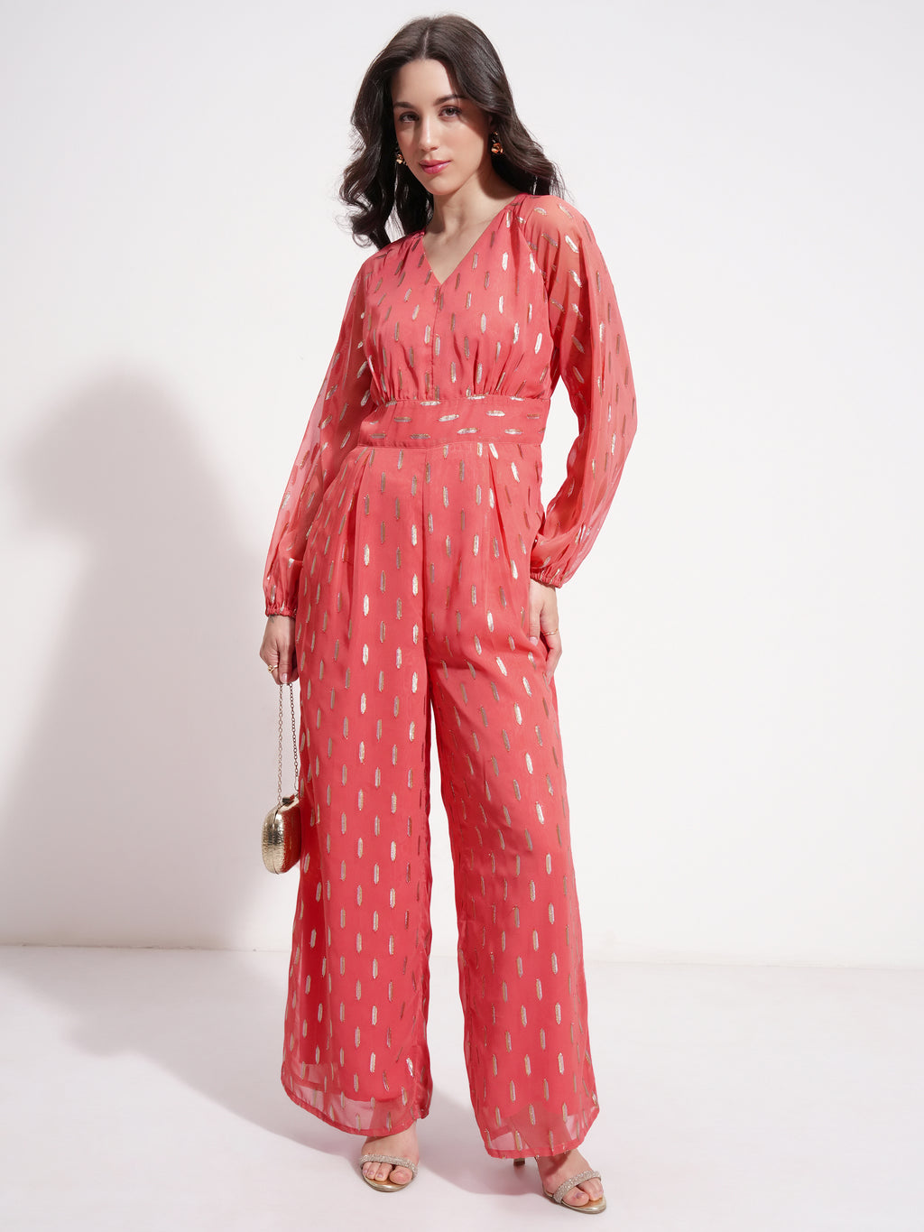 Vishudh Women Orange Embroidered Jumpsuit - Orange - Image 2