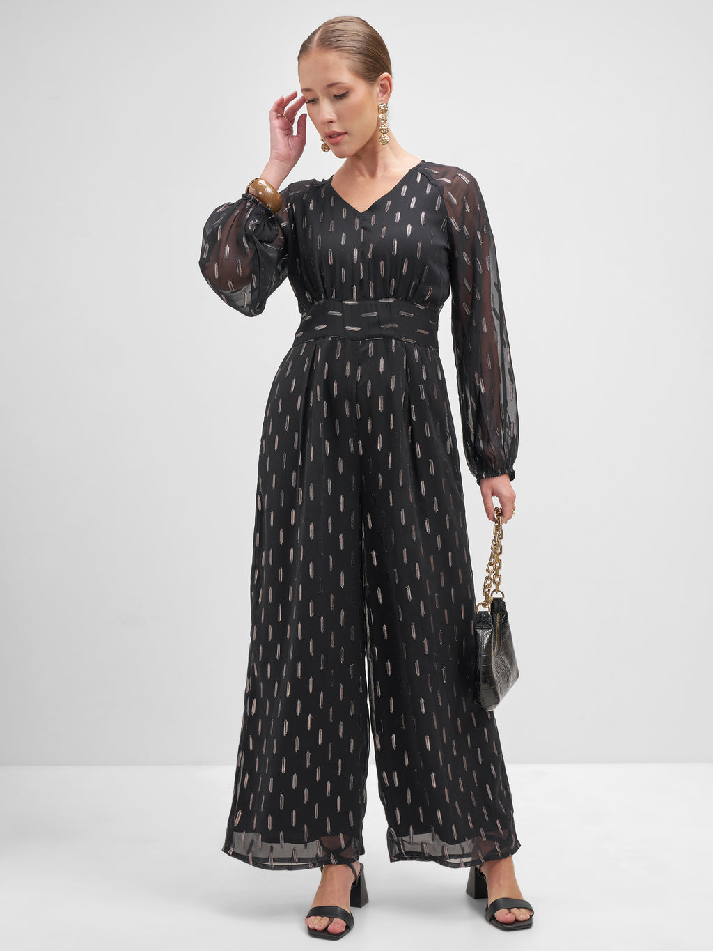 Vishudh Women Black Embellished Jumpsuit - Black - Image 1