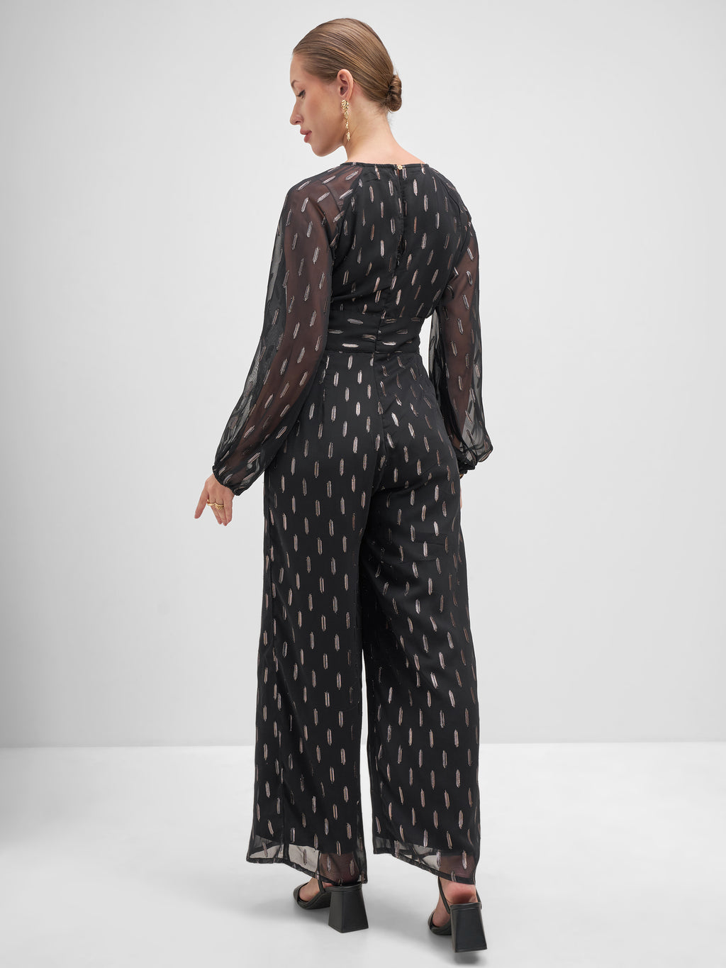 Vishudh Women Black Embellished Jumpsuit - Black - Image 3