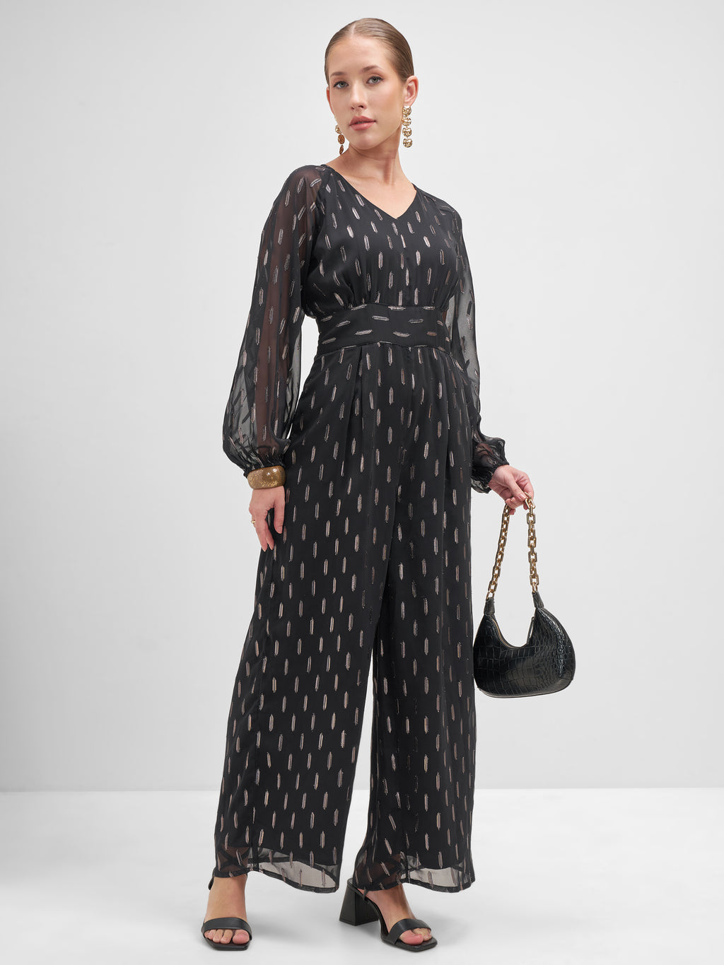 Vishudh Women Black Embellished Jumpsuit - Black - Image 4